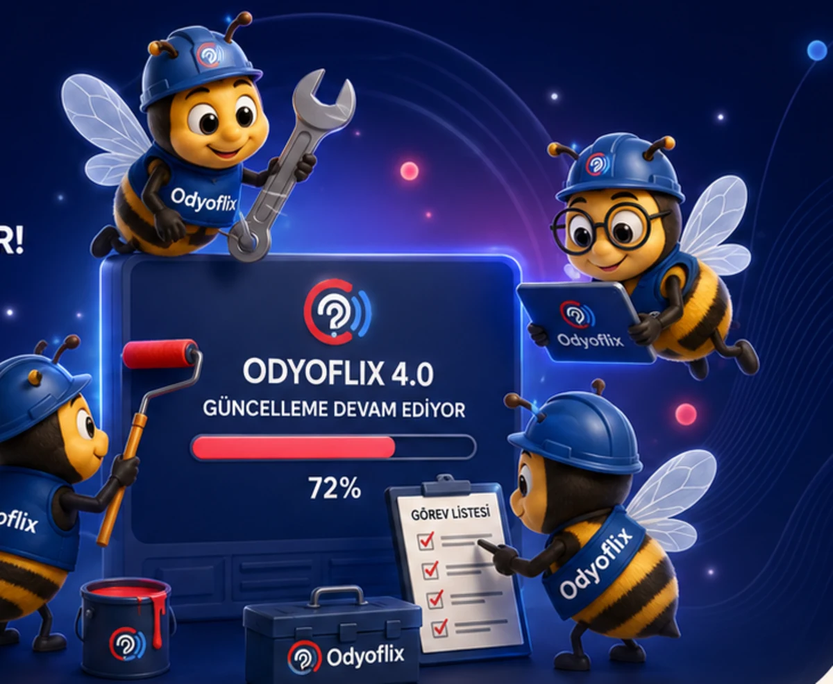 Odyoflix yazılı iş ekipmanlarıyla güncelleme üzerinde çalışan arılar
