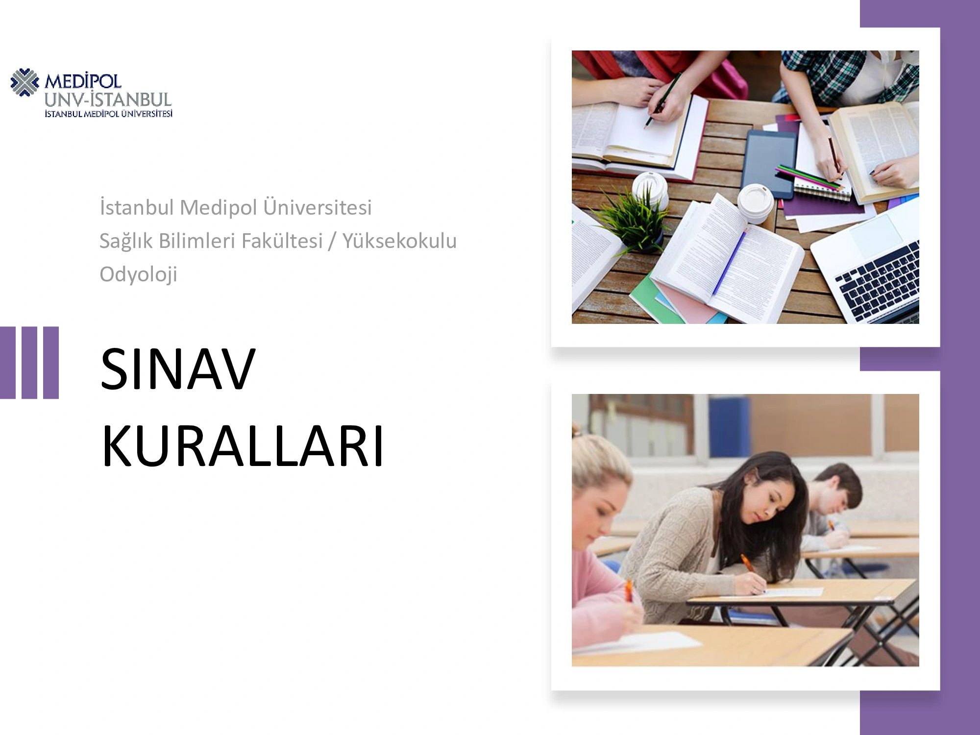 Sınav kuralları sunumu, slayt 1